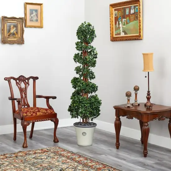 5.6ft. English Ivy Spiral Topiary in Decorative Planter {5}