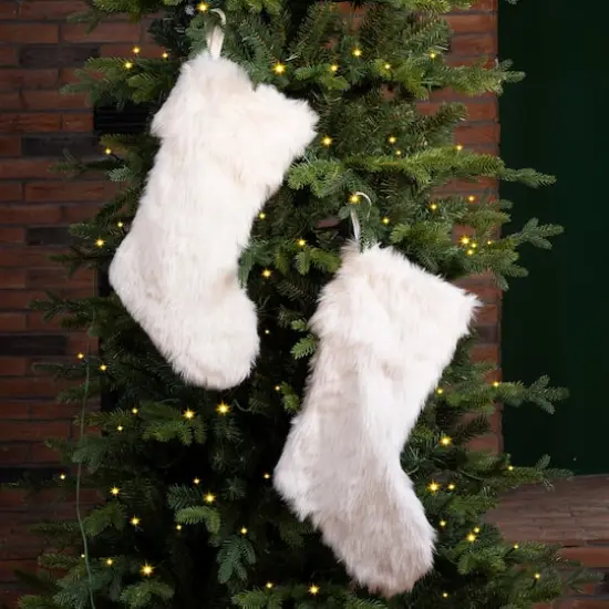 Glitzhome&reg; 21" White Plush Stockings, 2ct. {4}