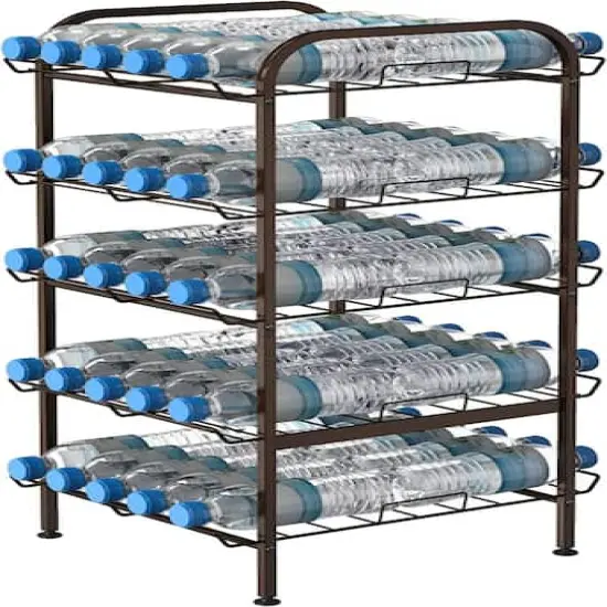 NEX&trade; 31" Black Freestanding 5-Tier Water Bottle Organizer {1}