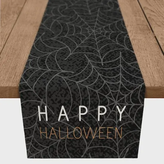 Happy Halloween Spider Webs 16" x 72" Cotton Twill Runner {1}