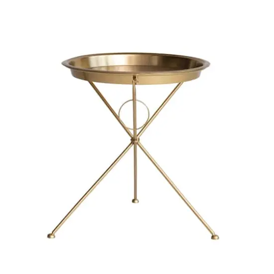Hello Honey&reg; 21" Brass Finish Art Deco Metal Folding Tray Table {1}