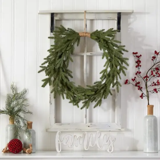 24" Pre-Lit Holiday Christmas Cascading Pine Wreath {6}