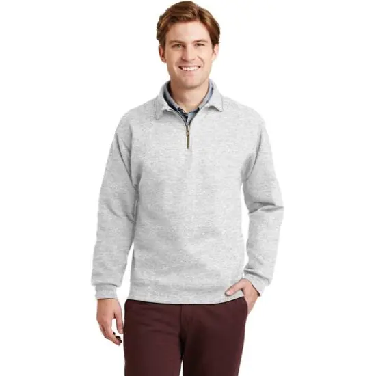 JERZEES&reg; Super Sweats&reg; NuBlend&reg; 1/4 Zip Cadet Collar Sweatshirt Ash {4}