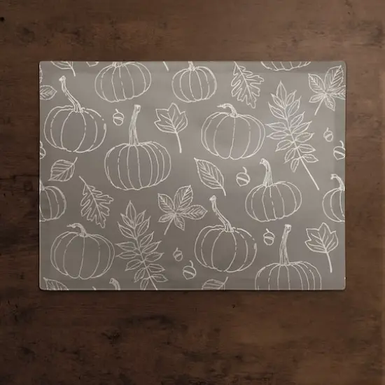 Gray Fall Pattern Cotton Twill Placemat {3}
