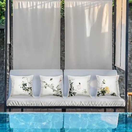 Stupell Industries Traditional Eastern Flowers Outdoor Printed Pillow Set {3}