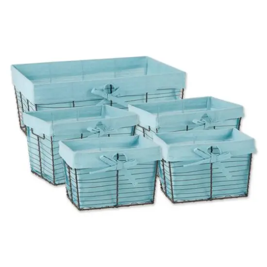 DII&reg; Vintage Gray Wire Basket with Aqua Liner, 5ct. {1}