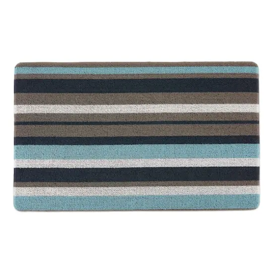 Blue And Gray Stripe Tufted Loop Textilene Mat {1}