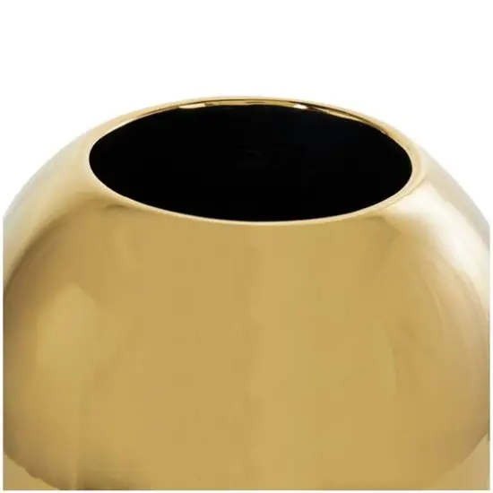 CosmoLiving by Cosmopolitan 13" White Ceramic Vase with Abstract Gold Melting Drips {6}