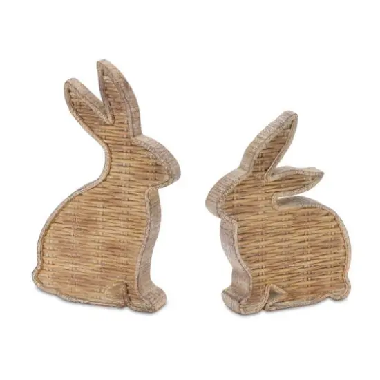 Wicker Rabbit D&eacute;cor Set, 7.25" & 9" {1}
