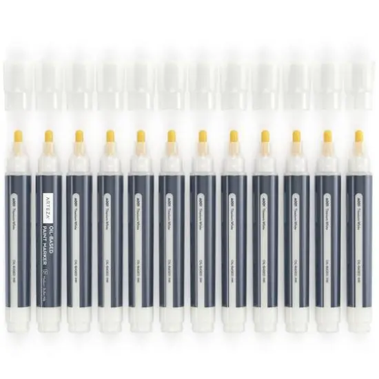 Arteza&reg; White Permanent Oil-Based Bullet Tip Markers, 12ct. {3}