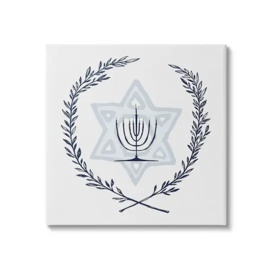 Stupell Industries Hanukkah Menorah Botanical Laurel Canvas Wall Art {1}