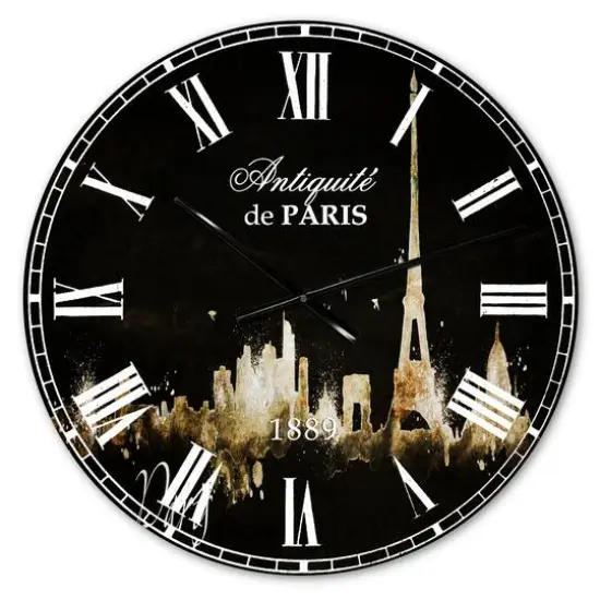Designart 'Paris Dark Silhouette French Country Wall Clock {1}