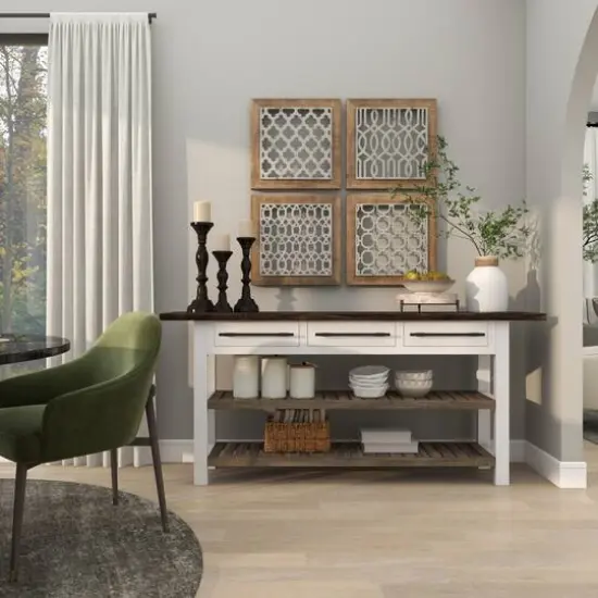 13" Cream Mango Wood Tray with Black Metal Leg {15}