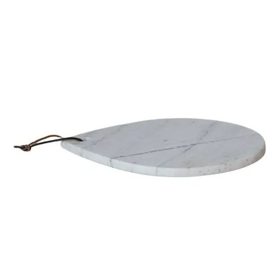 Hello Honey&reg; 14" White M&eacute;lange Marble Board with Handle {8}