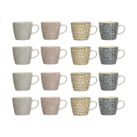 Hello Honey&reg; 5" Flower Print Stoneware Mug Set {3}