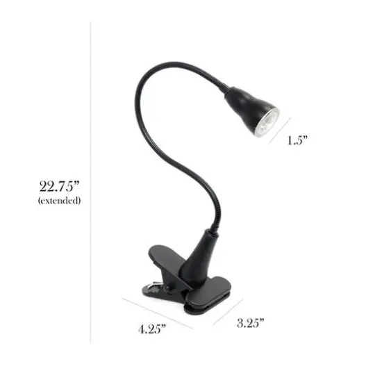Simple Designs LED Gooseneck Clip Light Desk Lamp Black {3}