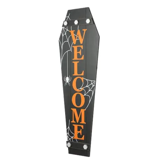 Glitzhome&reg; 42" Halloween Wooden Welcome Coffin Porch D&eacute;cor {8}