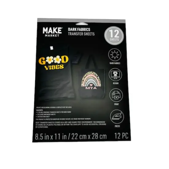 8.5" x 11" Dark Fabric Transfer Sheets, 12ct. by Make Market&reg; {1}