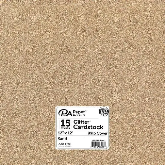 PA Paper&trade; Accents Glitter 12" x 12" Cardstock, 15 Sheets Sand {1}