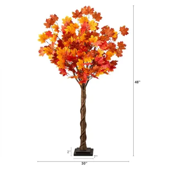 4ft. Pre-Lit Deluxe Autumn Maple Artificial Fall Tree with 68 Warm White LED Lights {3}
