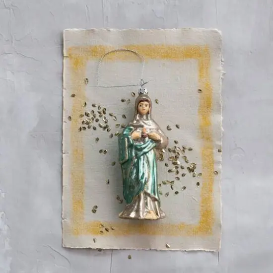 Hello Honey&reg; Hand-Painted Glass Mary Ornament with Glitter {3}