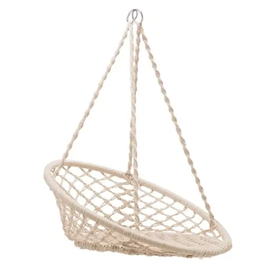 Hello Honey&reg; Hanging Handwoven Cotton Macram&eacute; Chair with Metal Frame {5}
