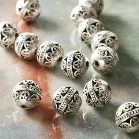 Silver Metal Filigree Round Beads, 10mm by Bead Landing&trade; {3}