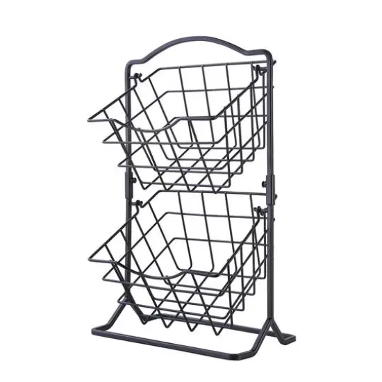 SunnyPoint Black 2-Tier Storage Basket {1}