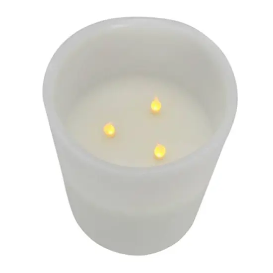 8" White LED Flameless Wick Flickering Pillar Candle {3}