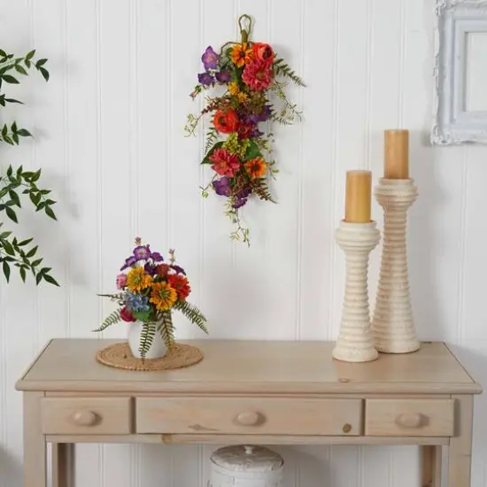 24'' Garden Flower Teardrop Swag {6}