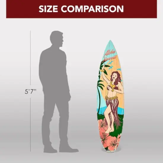 American Art Decor Aloha Hawaii Surfboard Plague Wall Sign - 15" x 59.625" {6}