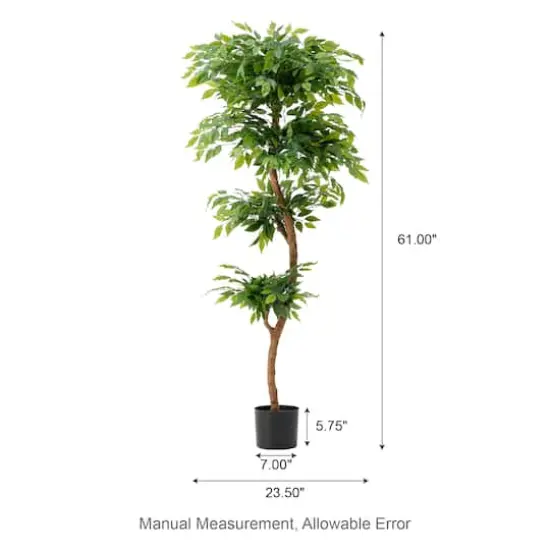 Glitzhome&reg; 5ft. Creative Shaped Faux Ficus Tree in Pot {9}