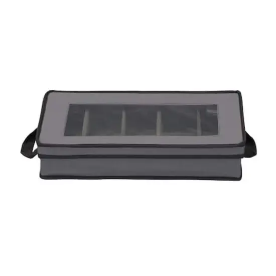 Household Essentials 19" Windowed Flatware Storage Chest Gray {10}