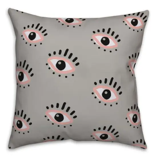 18" Looking Eyes Indoor/Outdoor Pillow Gray {1}