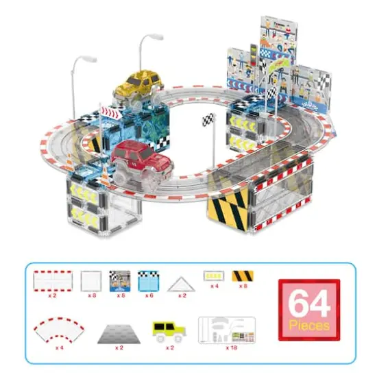 PicassoTiles® Magnetic Race Track Stadium Construction Set {7}