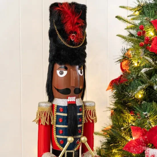 Glitzhome&reg; 36.5"H Wooden Christmas African American Soldier Nutcracker {4}