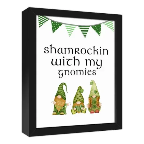 Shamrockin Gnomies 12.73" x 15.73" Black Framed Canvas {3}