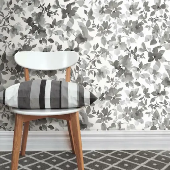 RoomMates Watercolor Floral Peel & Stick Wallpaper Black {6}