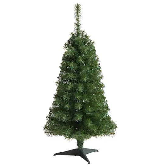 3ft. Pre-Lit Green Artificial Christmas Tree, Warm White LED Lights {4}