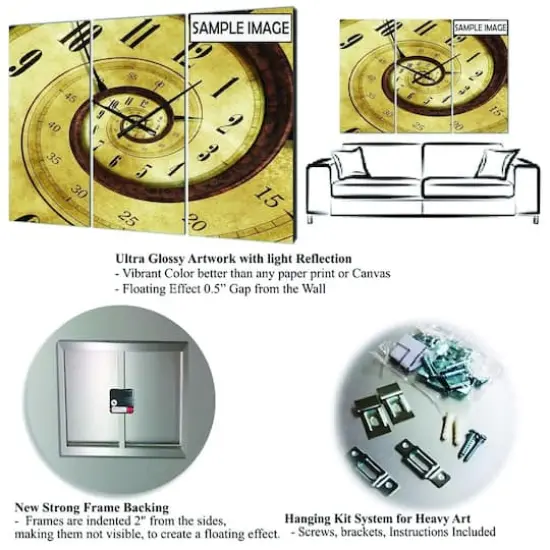 Designart My French Garden Traditional 3 Panel Wall Clock {4}