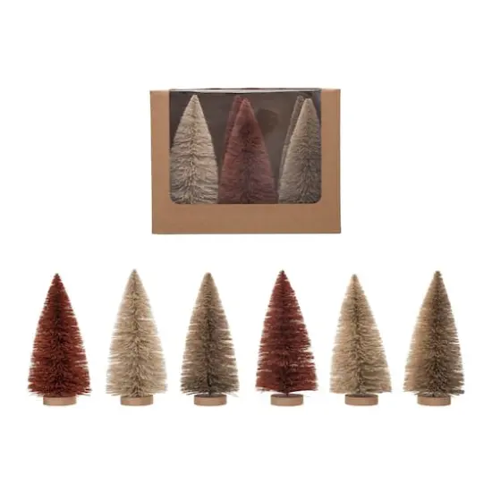 Hello Honey&reg; 6.5" Gray & Mauve Sisal Bottle Brush Tree with Wood Base Set {1}
