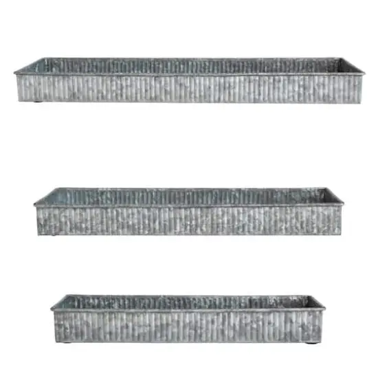 Hello Honey&reg; Antique Galvanized Finish Decorative Metal Nesting Tray Set {1}