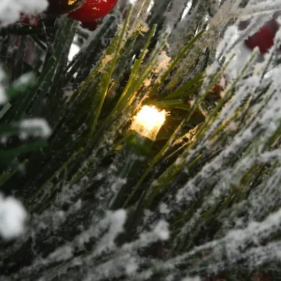 18" Snowy Bedford Urn Filler with Battery Operated LED Lights {4}