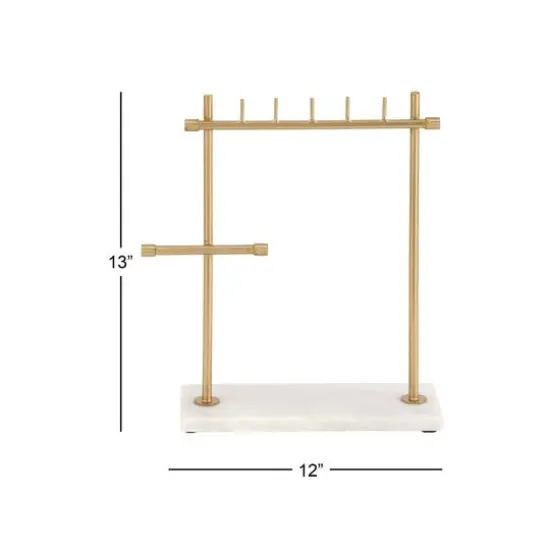 Gold Marble Modern Jewelry Stand, 13" x 12" x 4" {10}