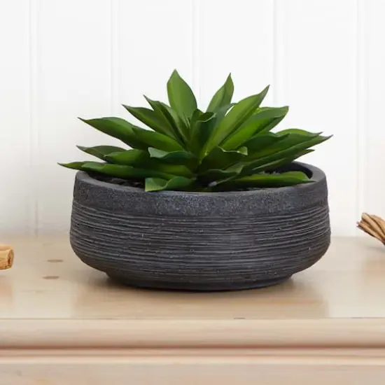 10" Large Succulent Artificial Plant in Decorative Bowl {4}