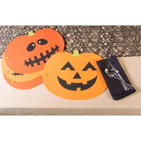 DII&reg; Jack-O-Lantern Table Runner and Placemat Set {6}