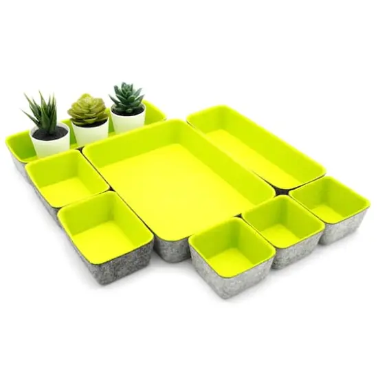 Welaxy Felt 8 Piece Drawer Organizer Tray Set Green {5}