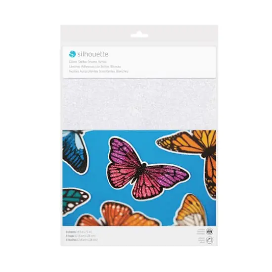 Silhouette&reg; White Glitter Sticker Sheets, 8ct. {1}