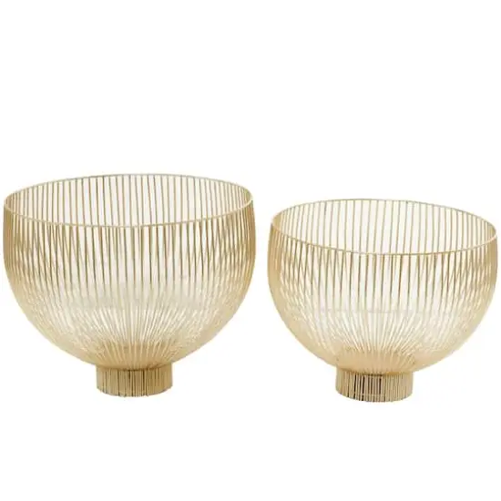 Gold Metal Caged Style Decorative Bowl Set {1}