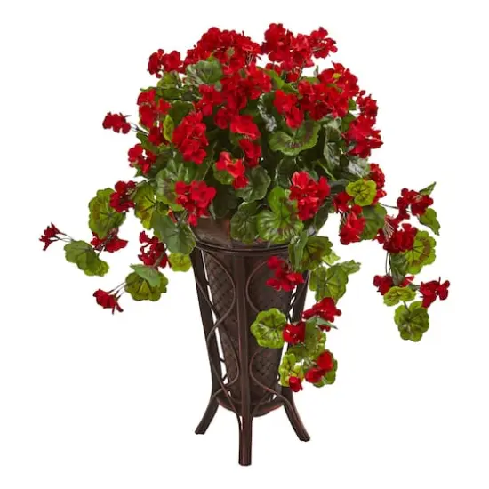 3ft. Red Geranium Plant in Decorative Stand Planter {1}